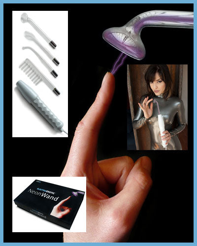 NEON WAND ELECTROSEX KIT WHITE HANDLE PURPLE ELECTRODE US PLUG - KL932