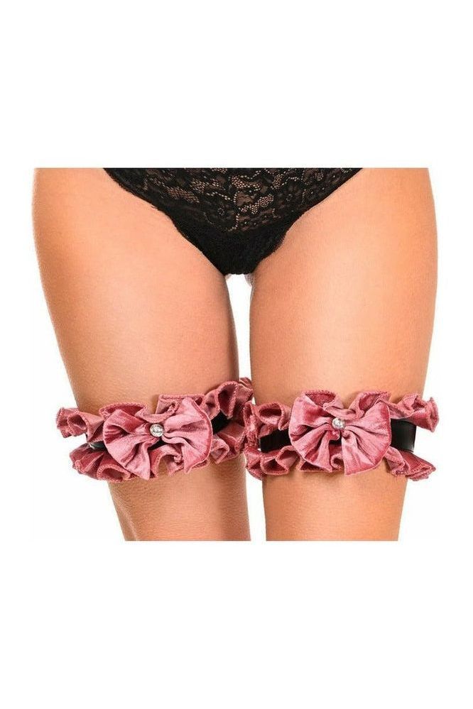 Kitten Collection Dusty Rose Velvet Leg Garters (Set of 2)
