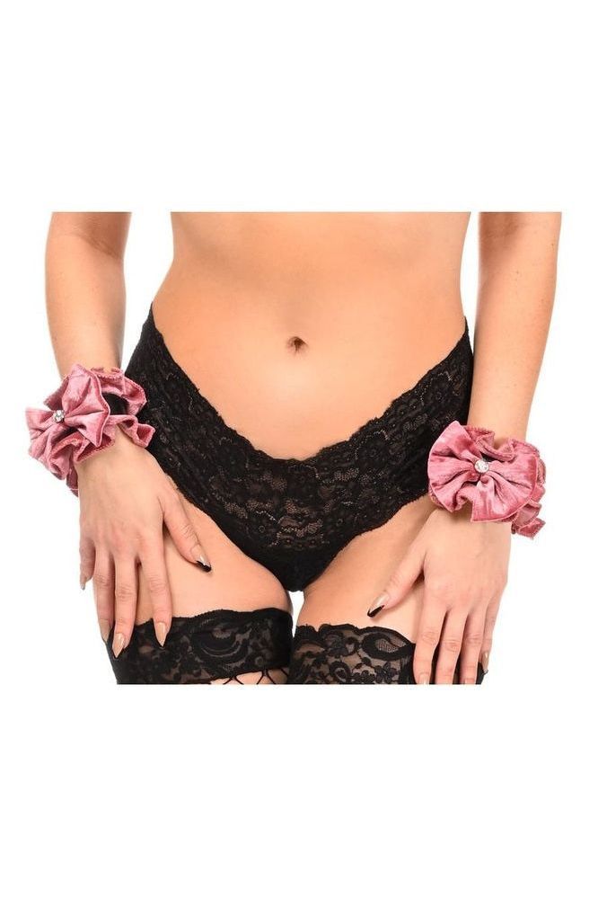 Kitten Collection Dusty Rose Velvet Wristlets (Set of 2)
