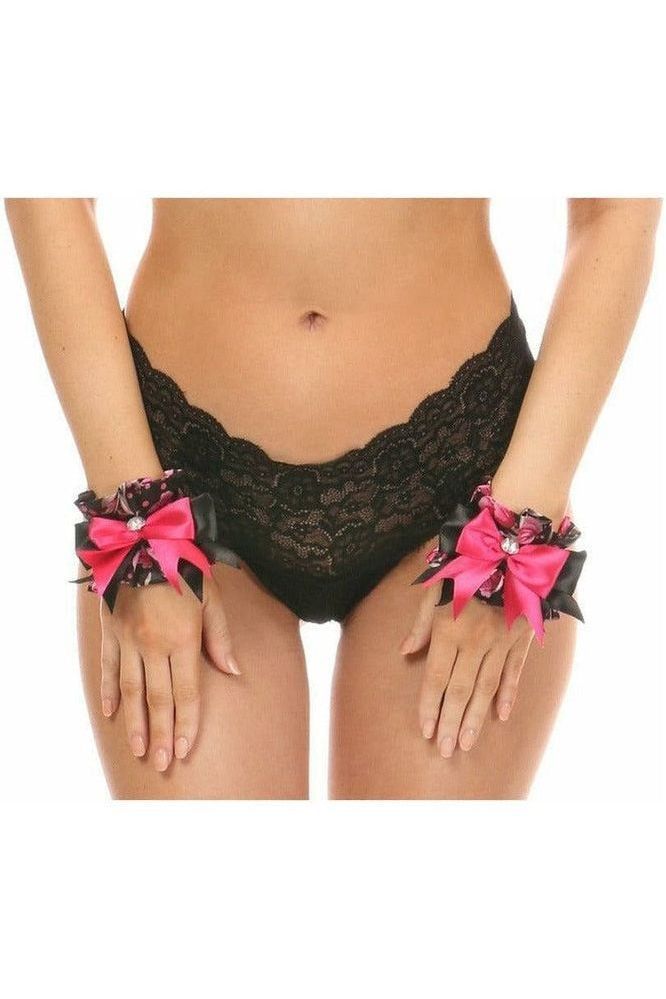 Kitten Collection Pink Floral Satin Wristlets (Set of 2)