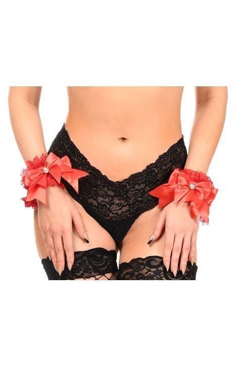Kitten Collection Red/Red Lace Wristlets (Set of 2)