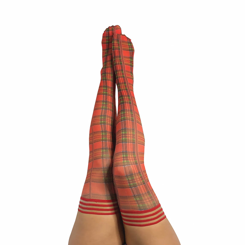 Kixies Grace Plaid Thigh-High Red-Pinkfoxxx