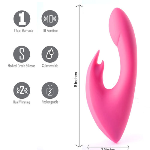 LEAH RECHARGEABLE SILICONE RABBIT MASSAGER NEON PINK - MT1605P1