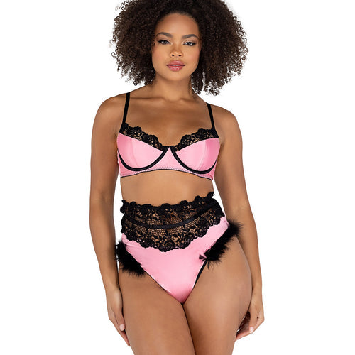 LI481 - 2PC Embroidery & Satin Bralette Set