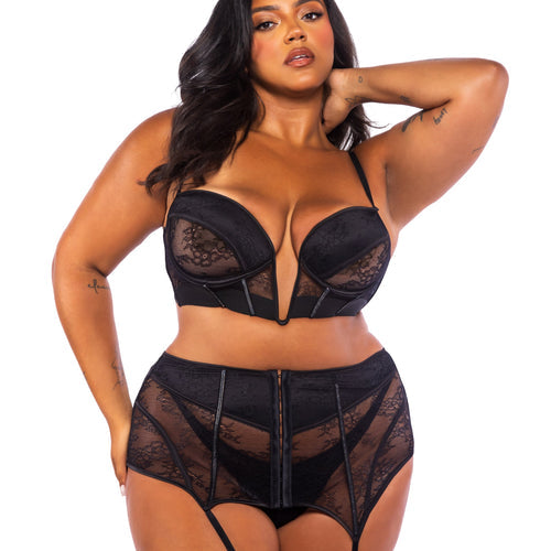 LI714 - Belle Noir 3-Piece Garter Skirt Set
