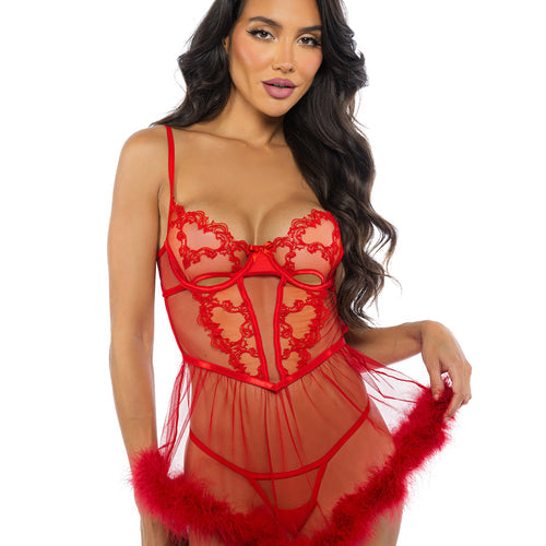 LI719 - Baroque Heart Babydoll 2-Piece Set
