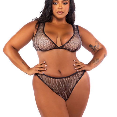 LI754 - Think Pink Rhinestone Bralette 2-Piece Short Set