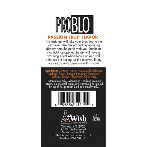 PROBLO ORAL PLEASURE GEL PASSION FRUIT 1.5 OZ