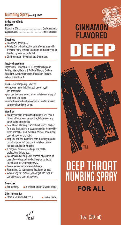 DEEP AF NUMBING THROAT SPRAY CINNAMON