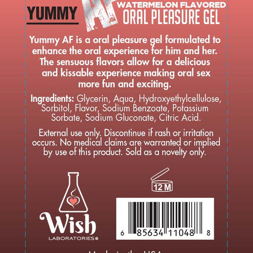 YUMMY AF ORAL PLEASURE GEL WATERMELON 2.2OZ