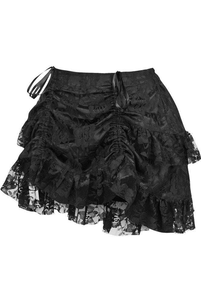 Lavish 2 PC Lt Pink Brocade Corset & Black Lace Skirt Set