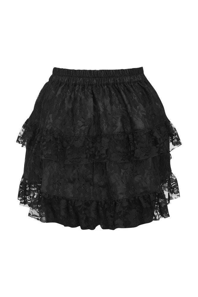 Lavish 2 PC Lt Pink Brocade Corset & Black Lace Skirt Set