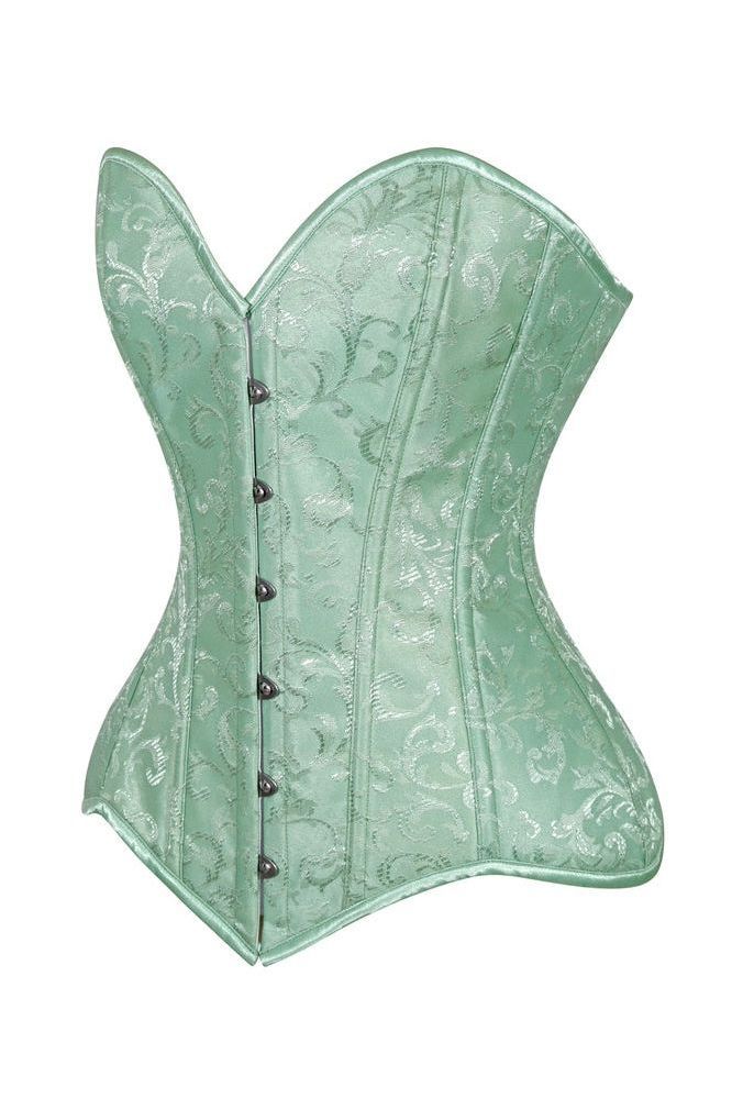Lavish 2 PC Mint Green Brocade Corset & Black Lace Skirt Set