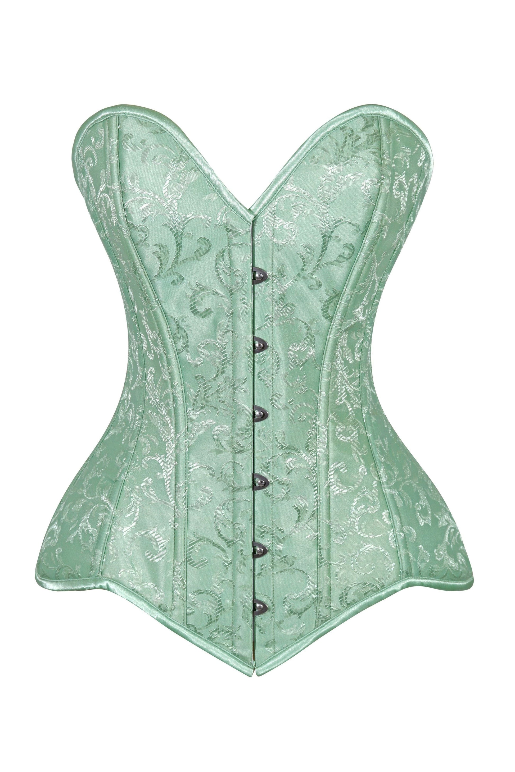 Lavish 2 PC Mint Green Brocade Corset & Denim Skirt Set