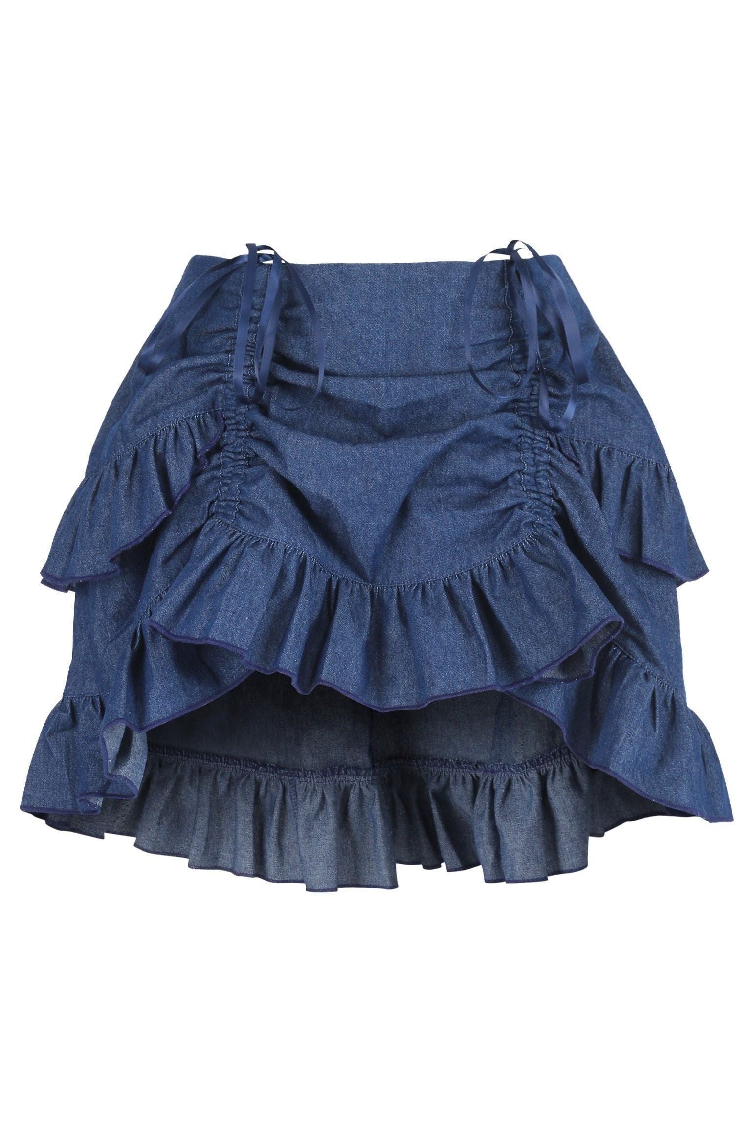 Lavish 2 PC Mint Green Brocade Corset & Denim Skirt Set