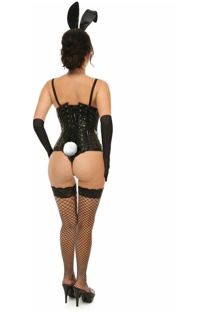 Lavish 4 PC Black Vinyl Bunny Corset Costume