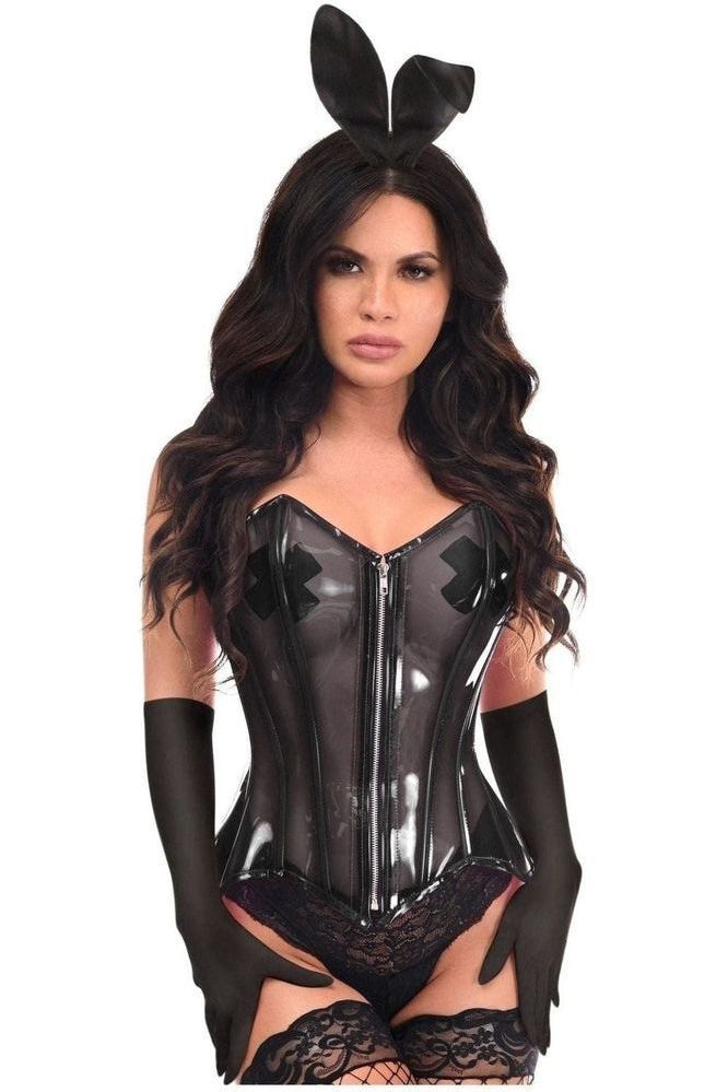 Lavish 4 PC Clear Black Bunny Corset Costume