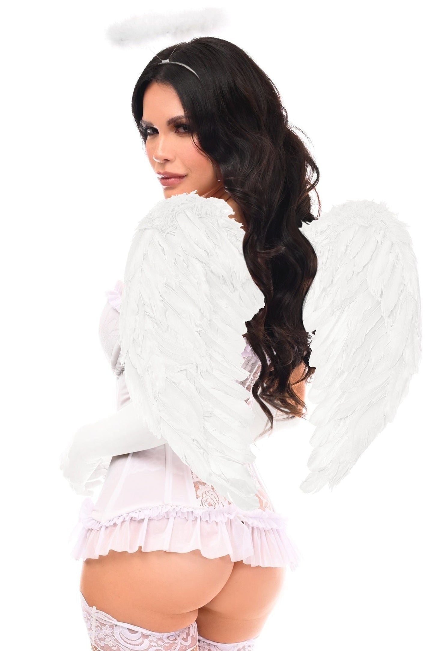 Lavish 4 PC White Angel Bustier Corset Costume