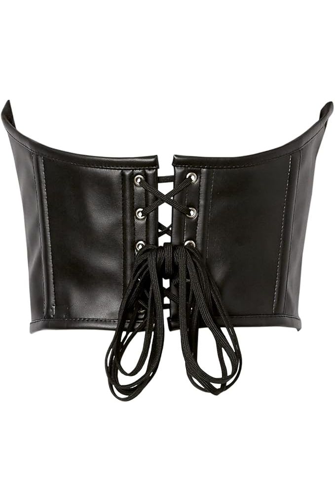Lavish Black Faux Leather Underwire Cincher Corset