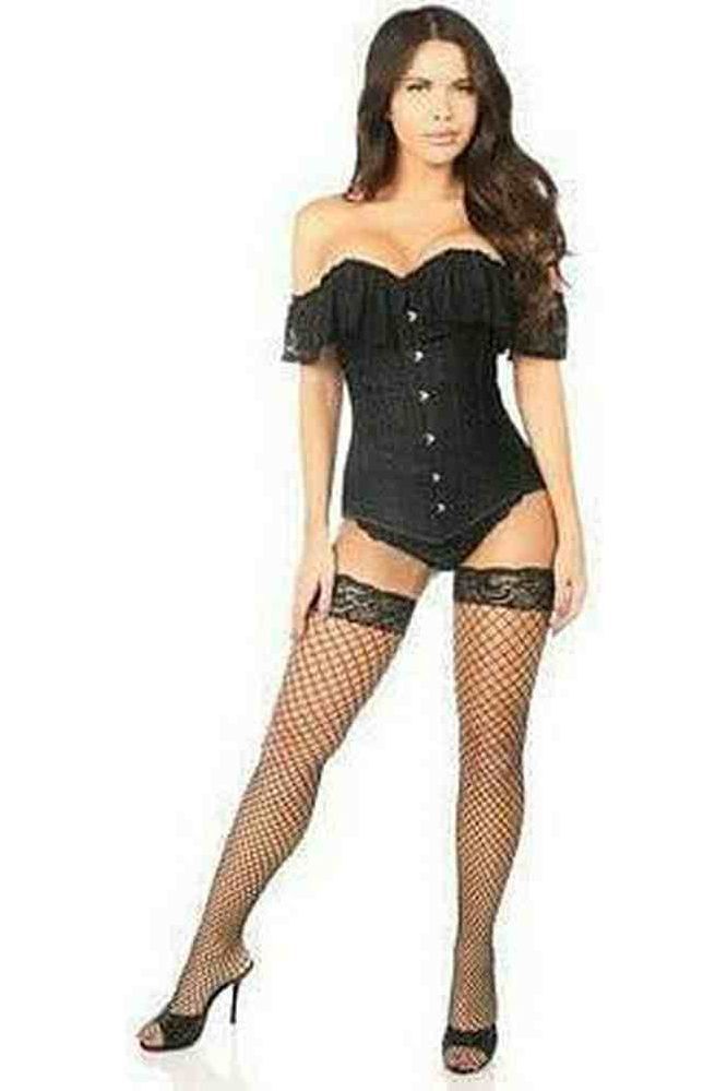 Lavish Black Lace Off-The-Shoulder Corset