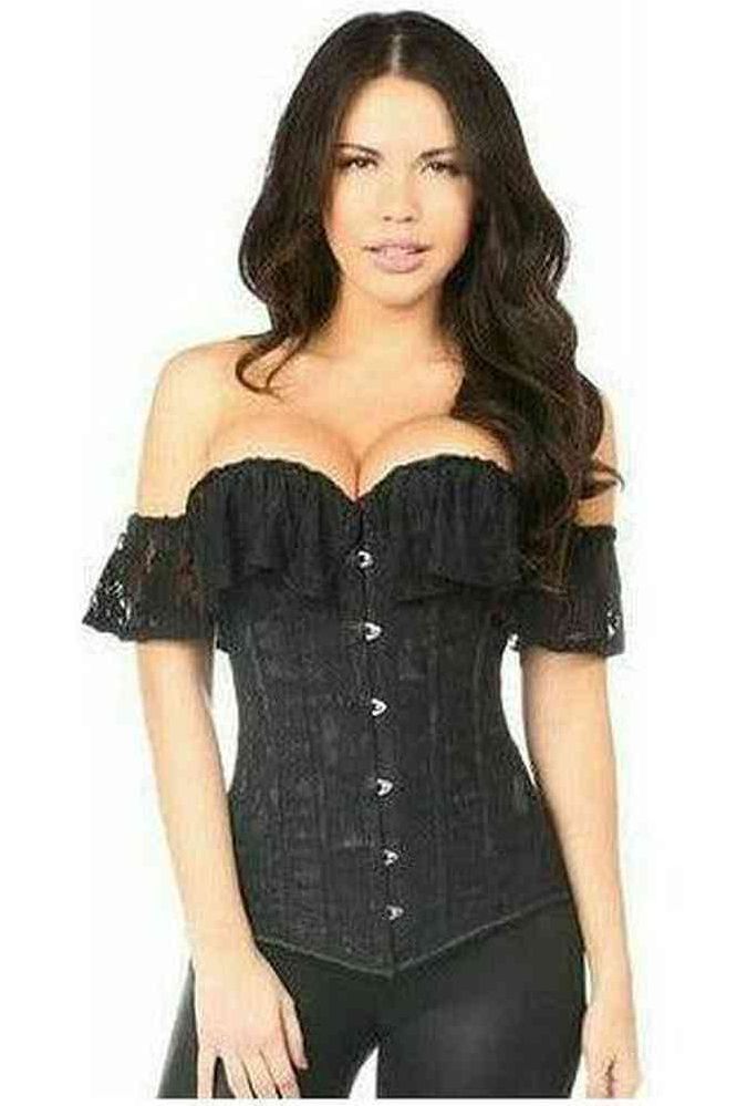 Lavish Black Lace Off-The-Shoulder Corset