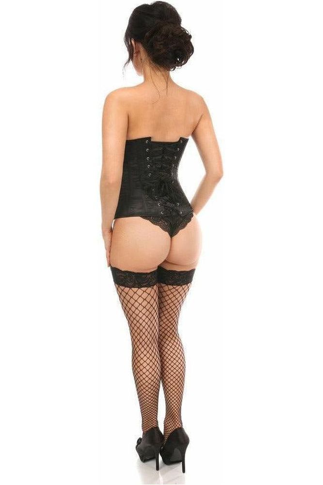 Lavish Black Satin Open Bust Underwire Underbust Corset