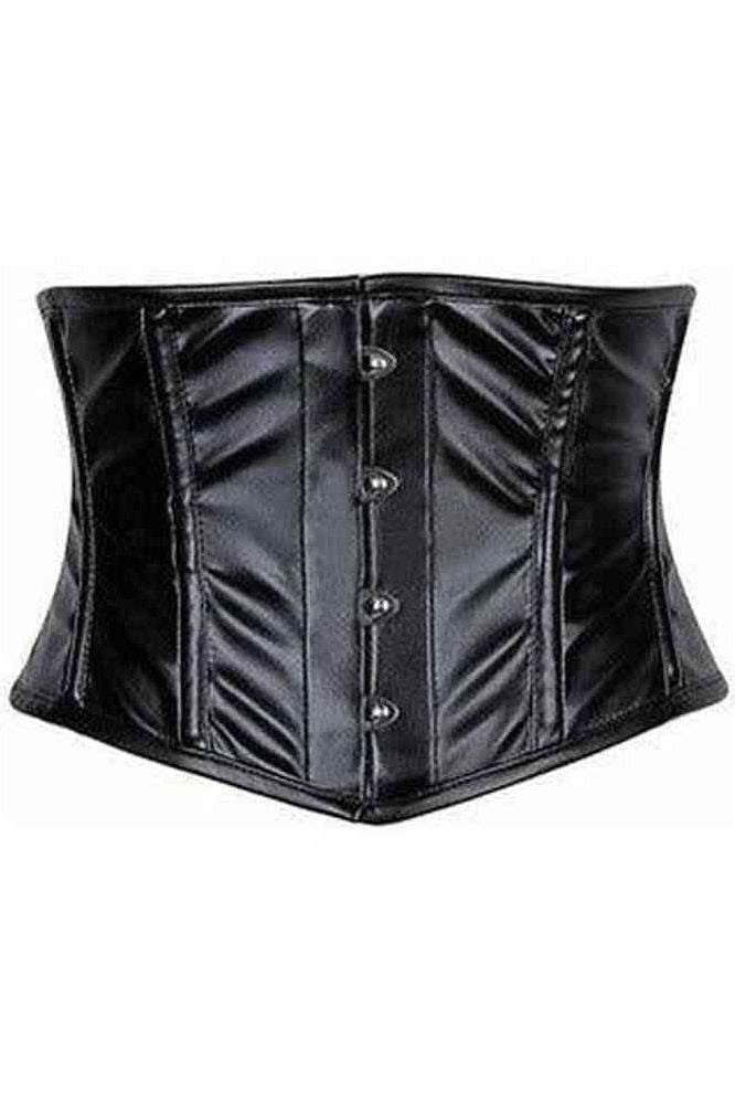 Lavish Black Wet Look Waist Cincher Corset
