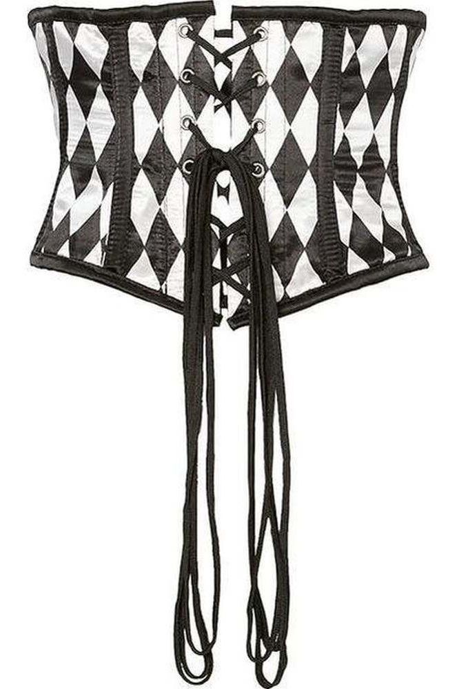 Lavish Black & White Diamond Waist Cincher Corset