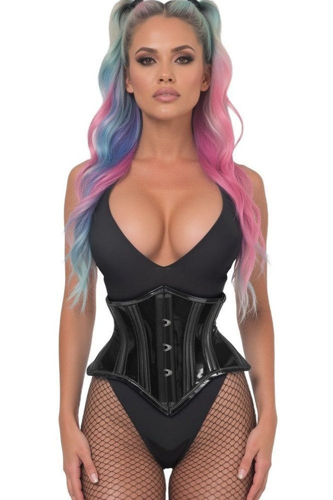 Lavish Clear Black Curvy Cut Mini Cincher Corset