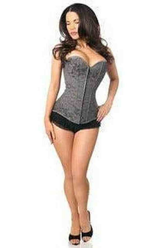 Lavish Dark Grey Lace Overbust Corset w/Zipper