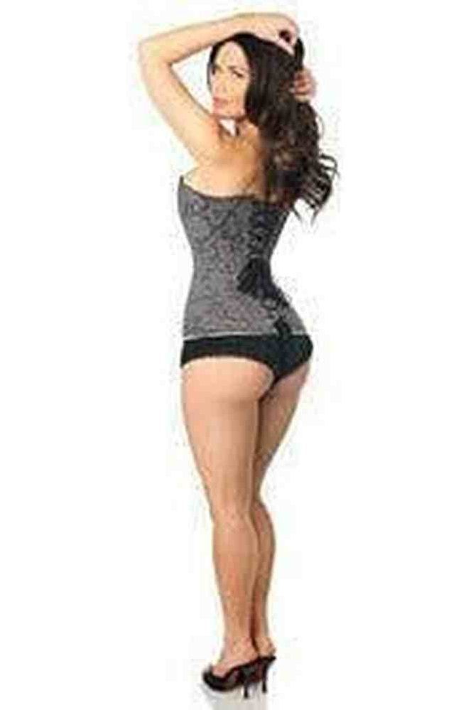 Lavish Dark Grey Lace Overbust Corset w/Zipper