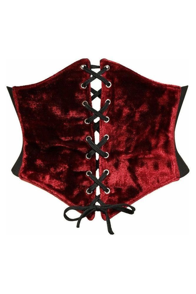 Lavish Dark Red Crushed Velvet Corset Belt Cincher