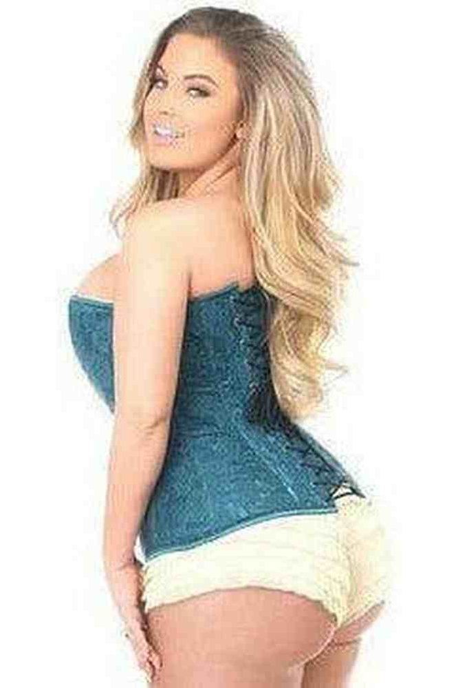 Lavish Dark Teal Lace Overbust Corset w/Zipper