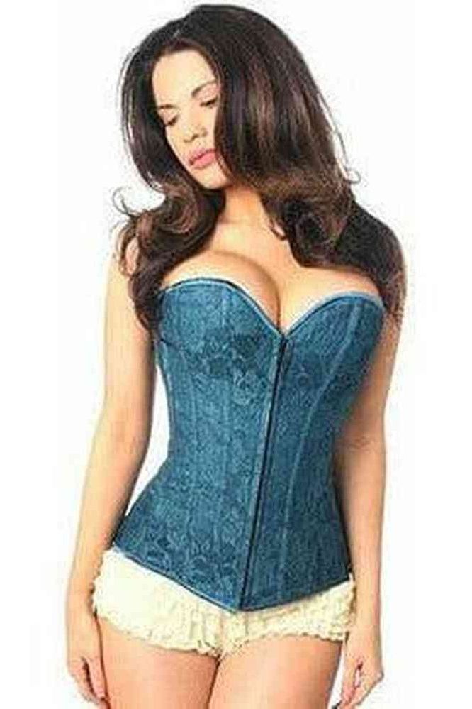Lavish Dark Teal Lace Overbust Corset w/Zipper