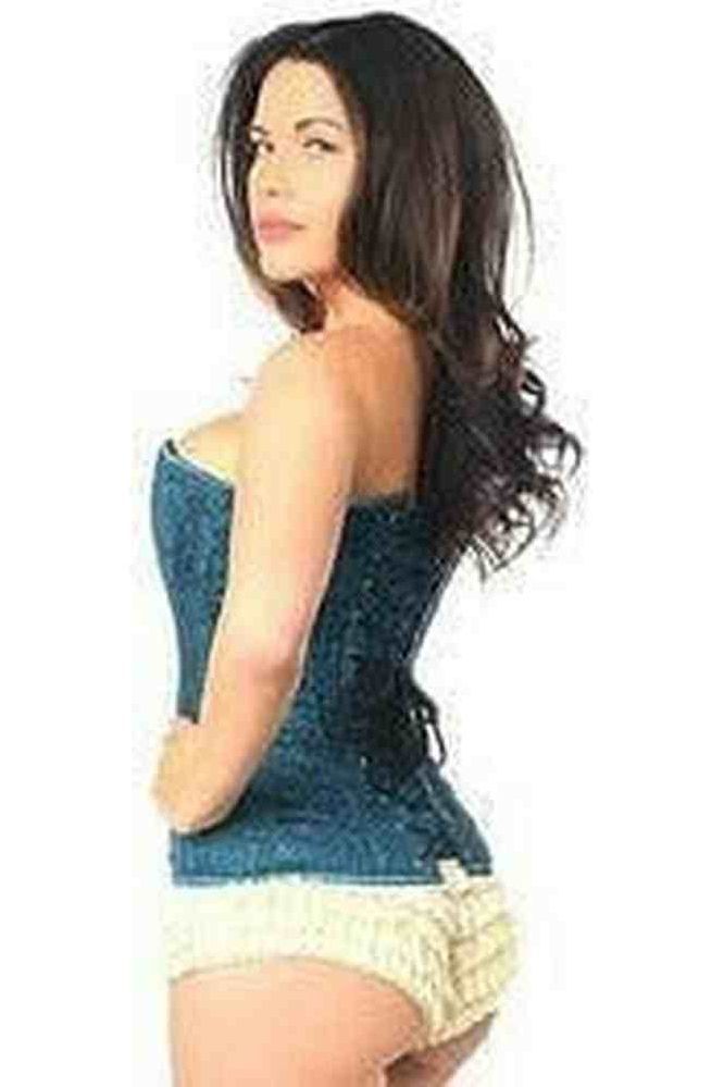Lavish Dark Teal Lace Overbust Corset w/Zipper