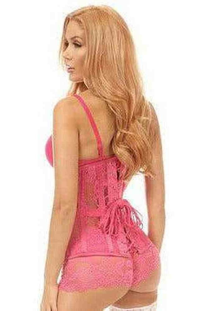 Lavish Fuchsia Sheer Lace Under Bust Corset