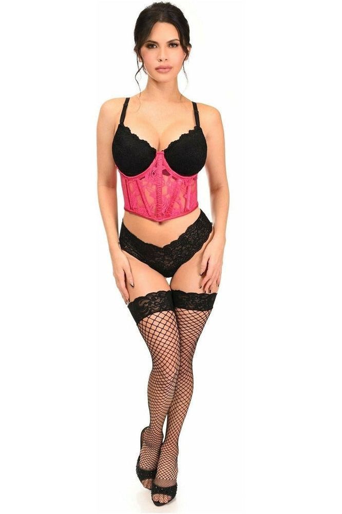 Lavish Fuchsia Sheer Lace Underwire Waist Cincher Corset