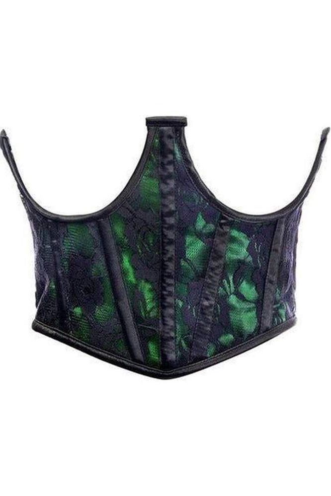 Lavish Green w/Black Lace Overlay Open Cup Waist Cincher