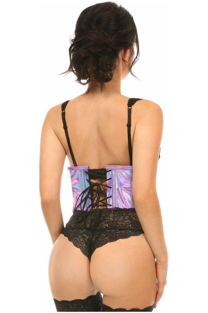 Lavish Lavender Holo Open Cup Underwire Waist Cincher
