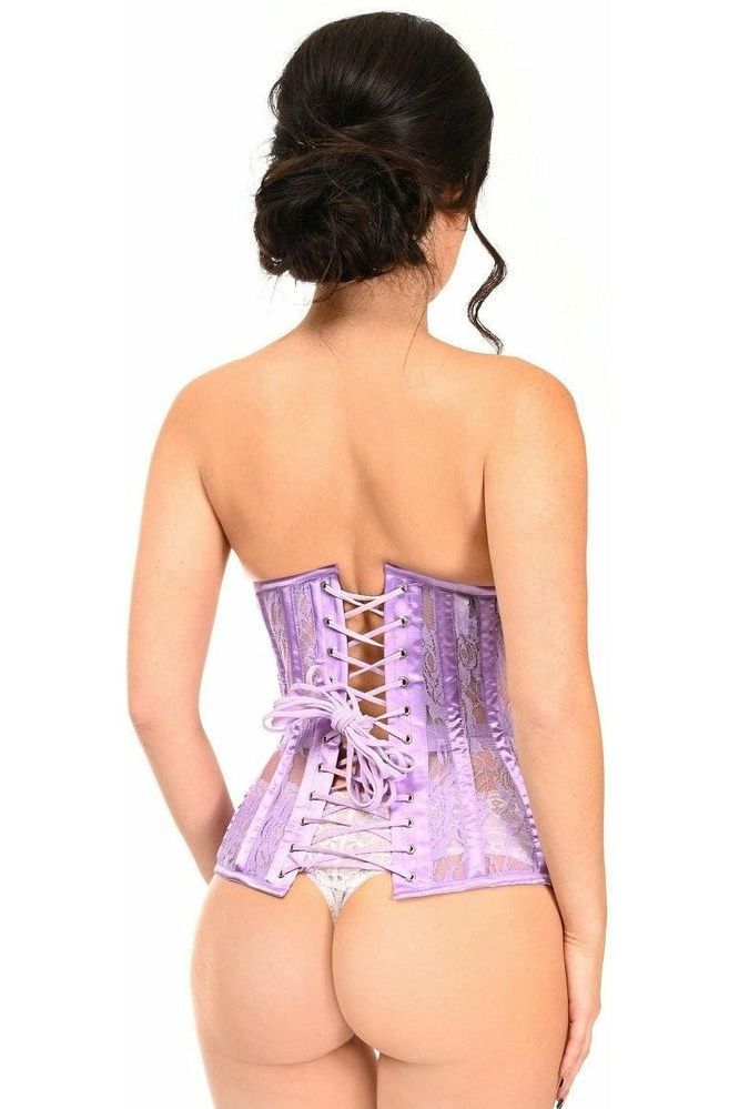 Lavish Lavender Sheer Lace Underwire Open Cup Underbust Corset