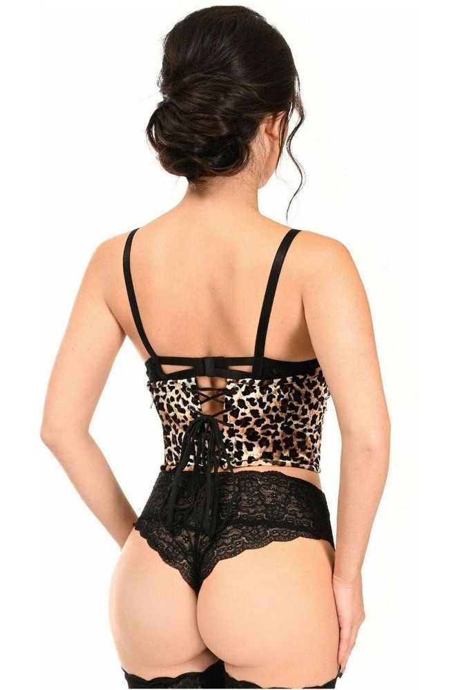 Lavish Leopard Velvet Underwire Open Cup Cincher Corset