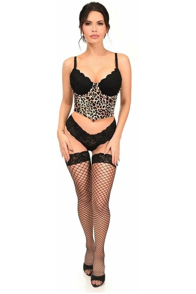 Lavish Leopard Velvet Underwire Open Cup Cincher Corset