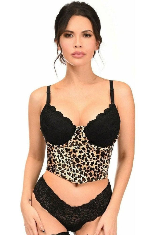 Lavish Leopard Velvet Underwire Open Cup Cincher Corset