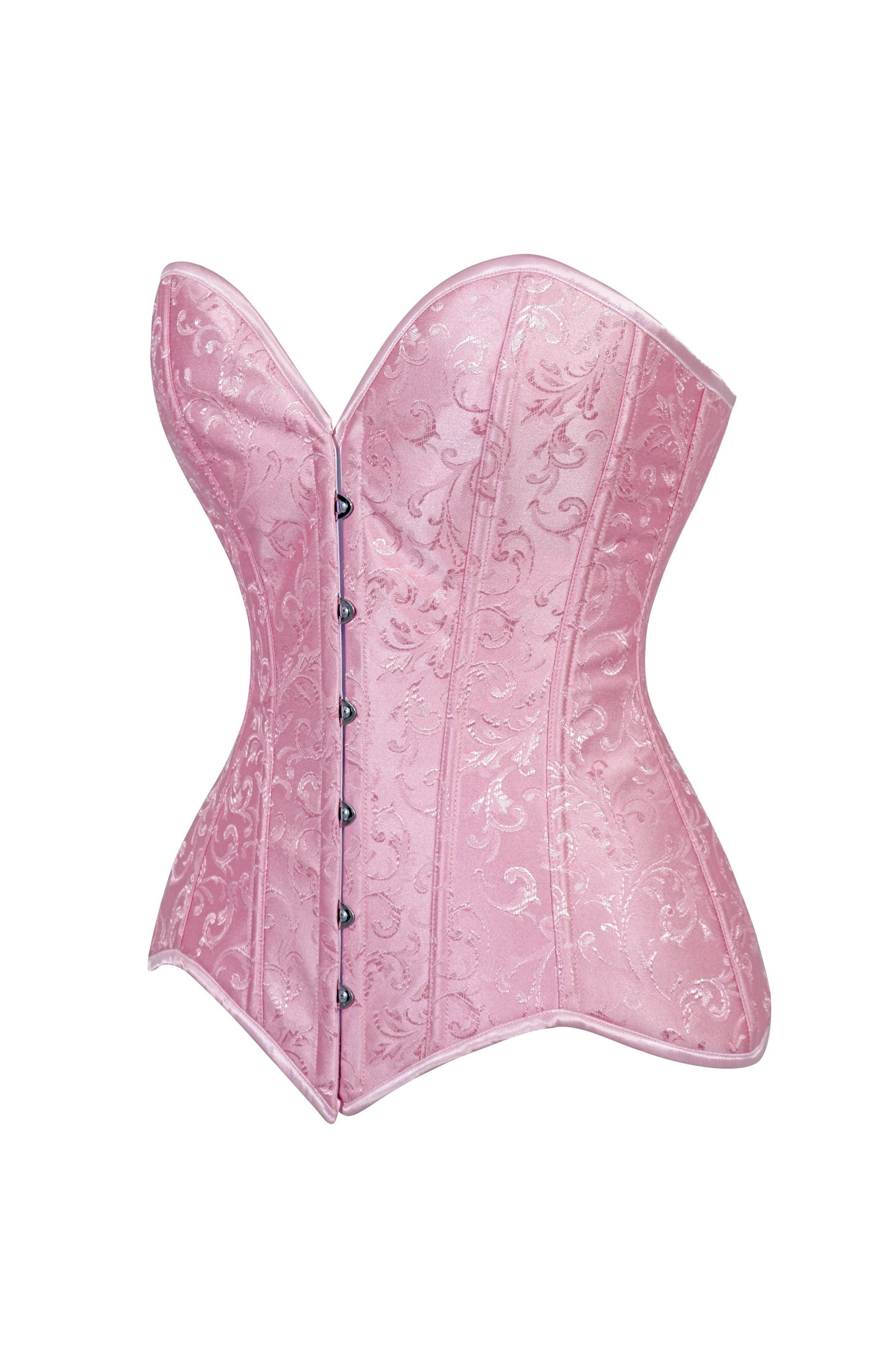 Lavish Lt Pink Brocade Overbust Corset W/Busk Closure