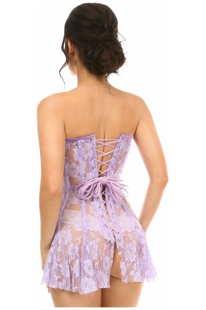 Lavish Lt Purple Sheer Lace Corset Dress