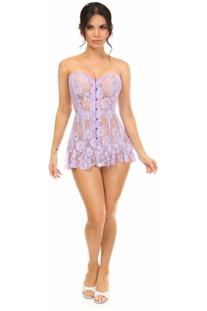 Lavish Lt Purple Sheer Lace Corset Dress
