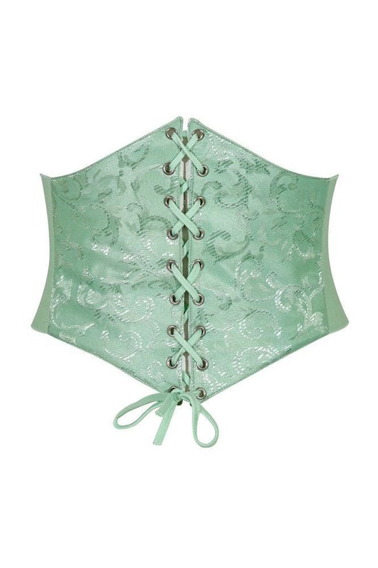 Lavish Mint Green Brocade Corset Belt Cincher