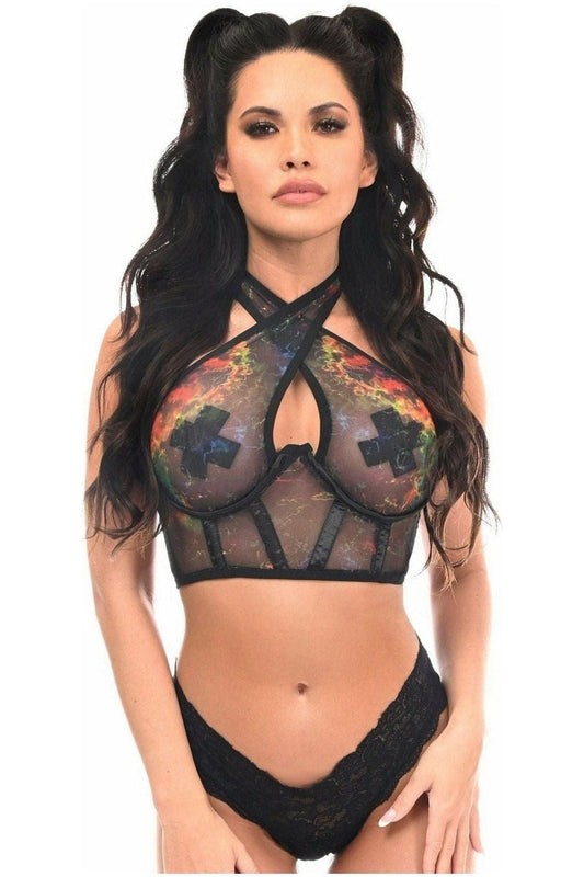 Lavish Multi Mesh Underwire Cincher w/Built In Halter Top