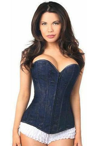 Lavish Navy Blue Lace Overbust Corset w/Zipper