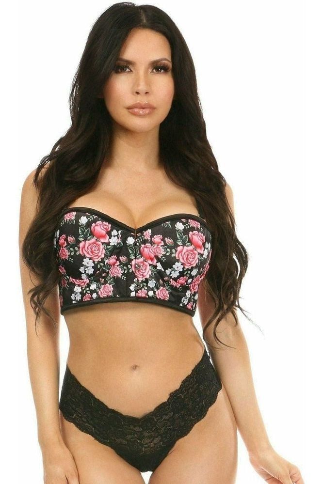 Lavish Pink Floral Underwire Short Bustier